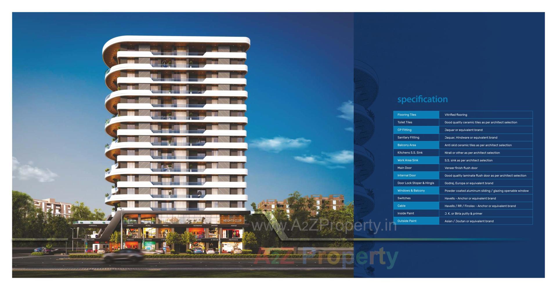 3D Elevation of real estate project Sky Heights located at Tarsali, Vadodara, Gujarat