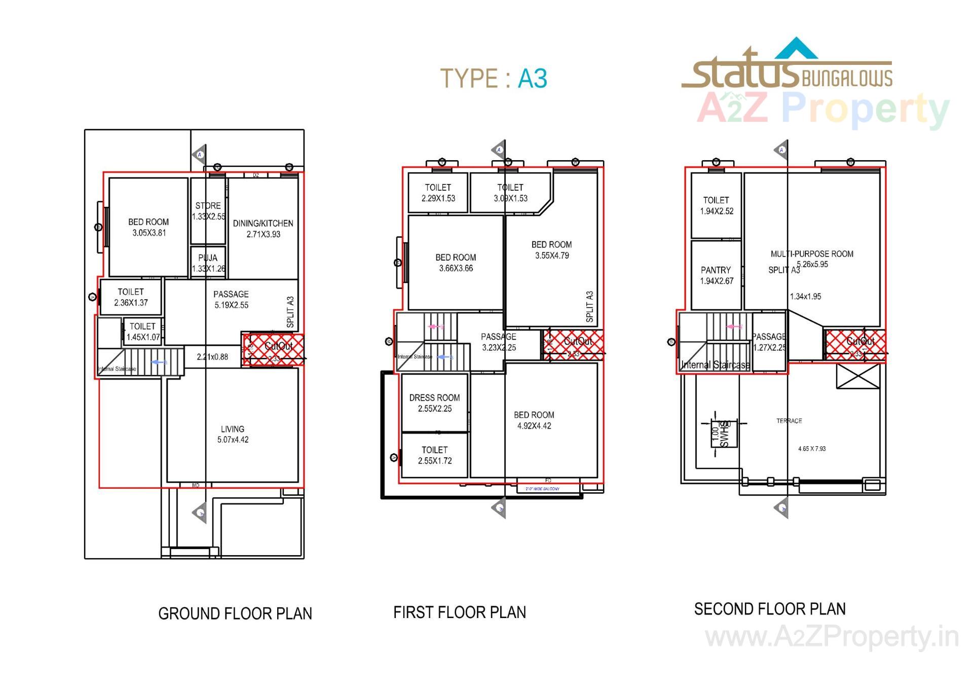 Layout of real estate project Status Bungalows located at Bill, Vadodara, Gujarat