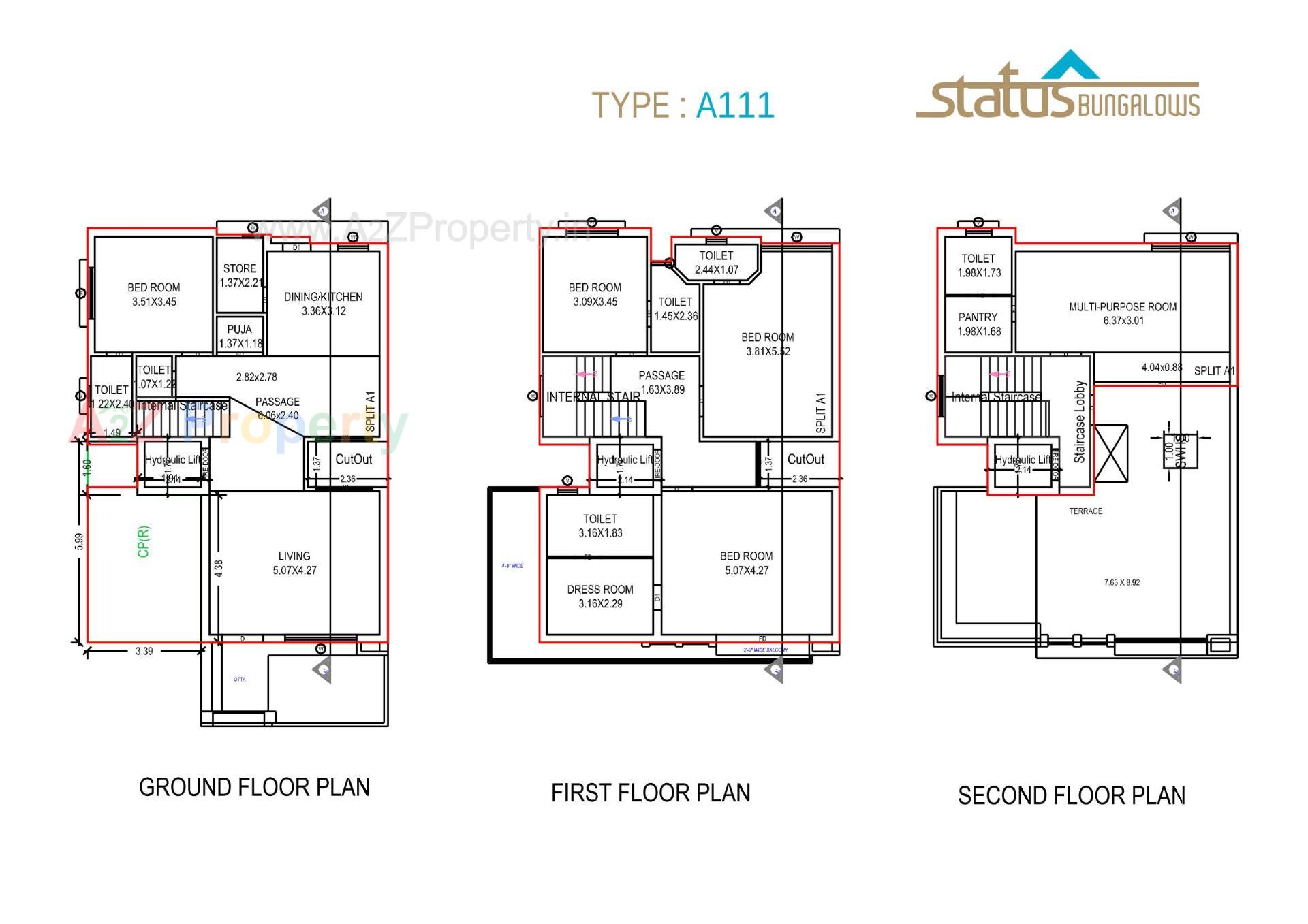 Layout of real estate project Status Bungalows located at Bill, Vadodara, Gujarat