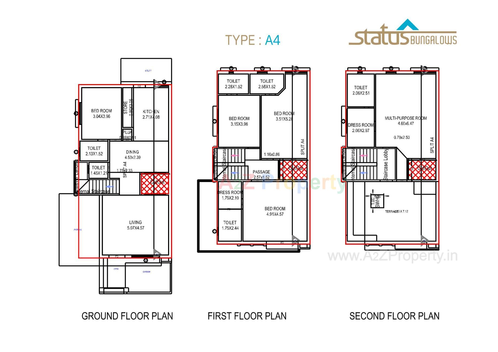 Layout of real estate project Status Bungalows located at Bill, Vadodara, Gujarat