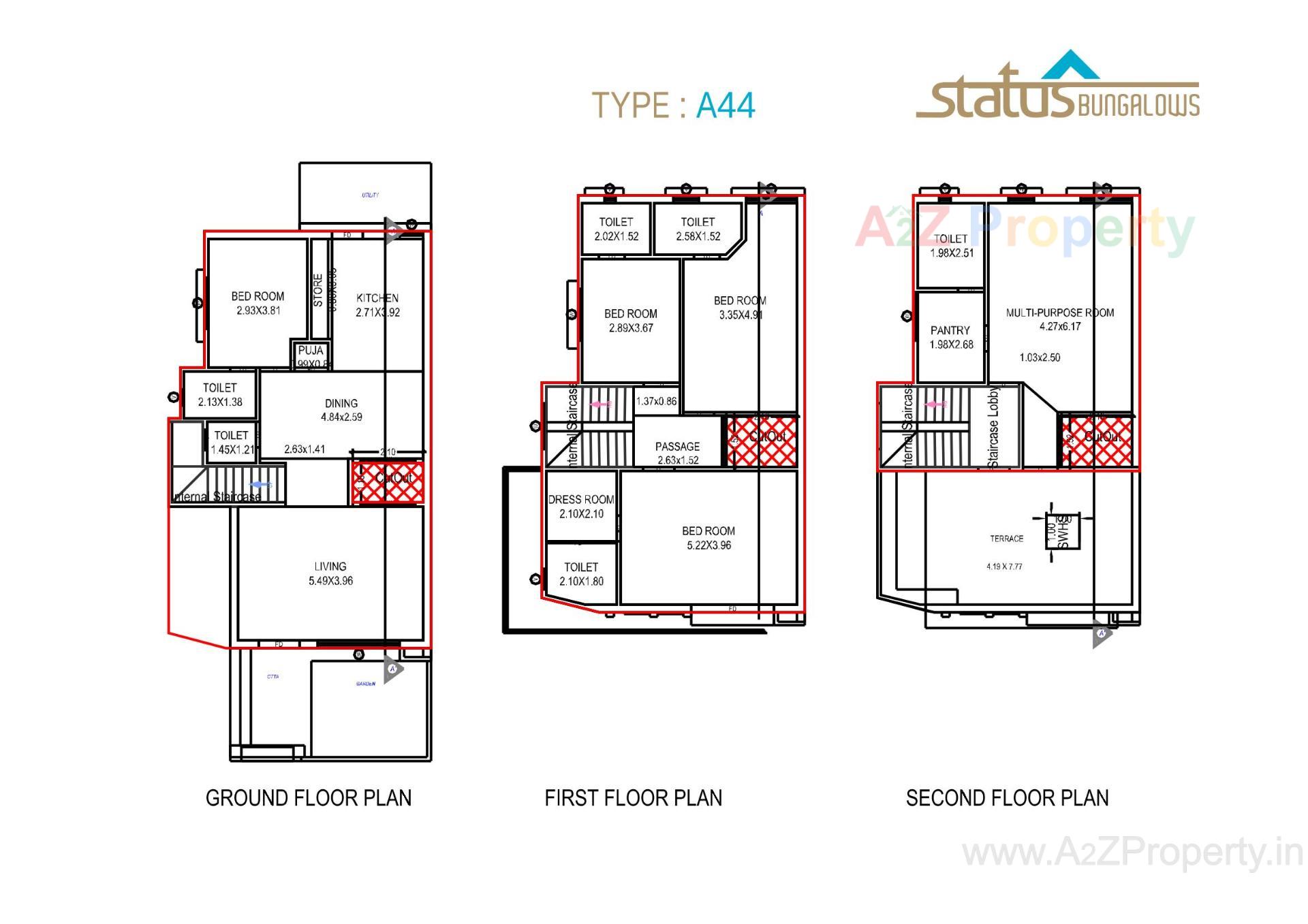 Layout of real estate project Status Bungalows located at Bill, Vadodara, Gujarat
