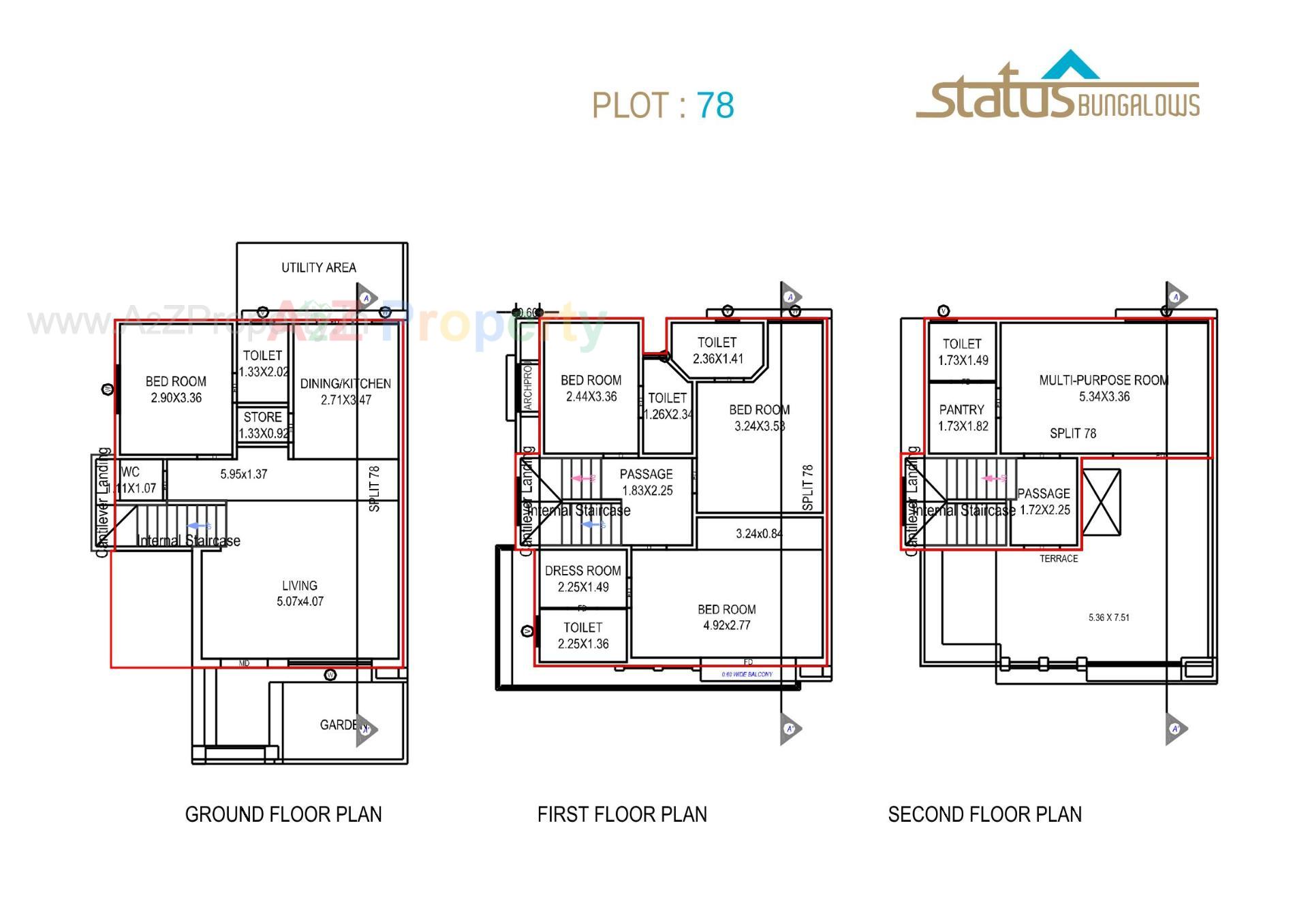 Layout of real estate project Status Bungalows located at Bill, Vadodara, Gujarat