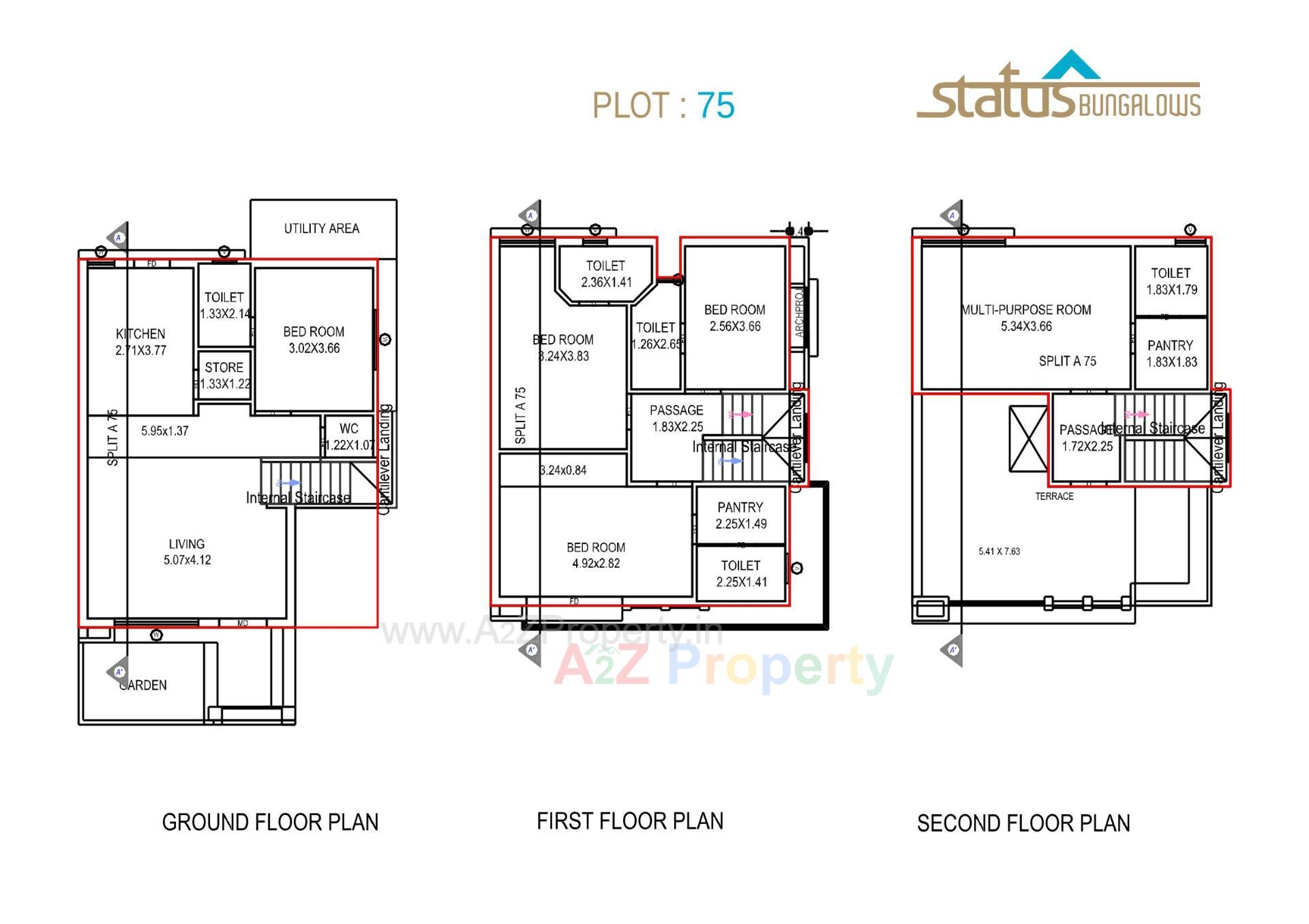 Layout of real estate project Status Bungalows located at Bill, Vadodara, Gujarat