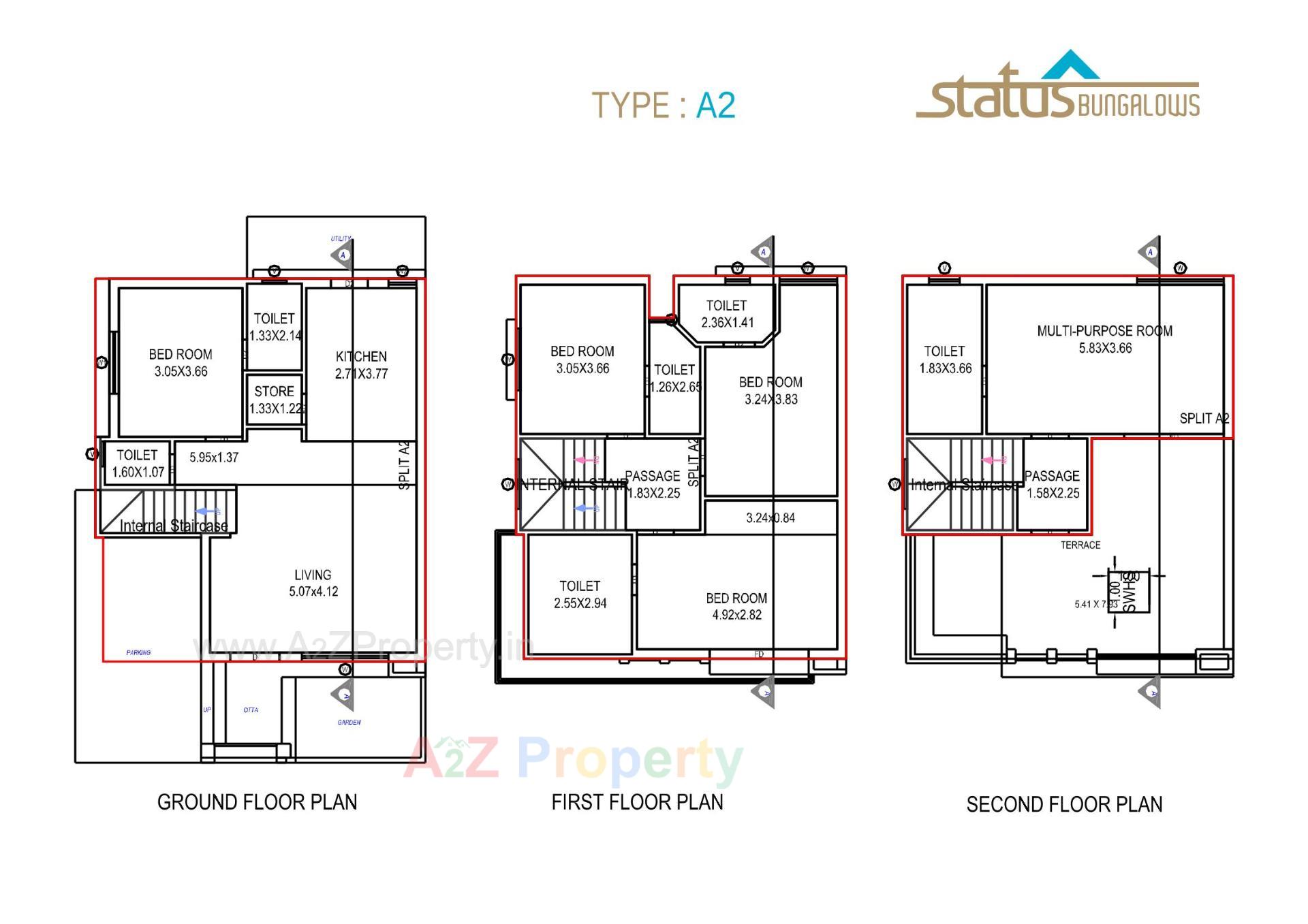 Layout of real estate project Status Bungalows located at Bill, Vadodara, Gujarat