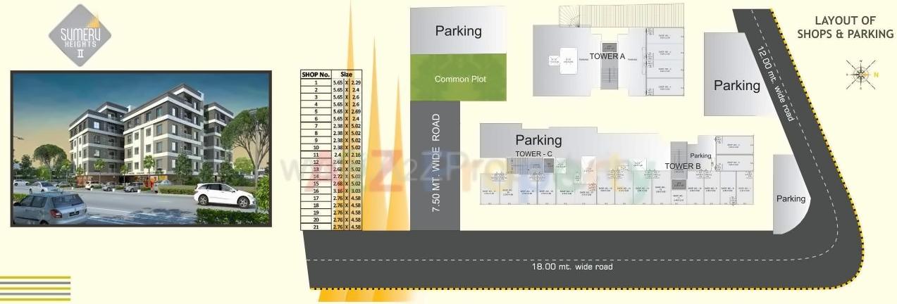 Layout of real estate project Sumeru Heights Ii located at Harni, Vadodara, Gujarat