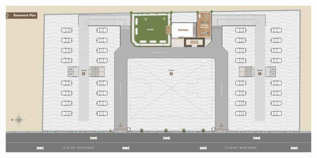 Sun Antilia Basement Plan of real estate project Sun Antilia located at Harni, Vadodara, Gujarat