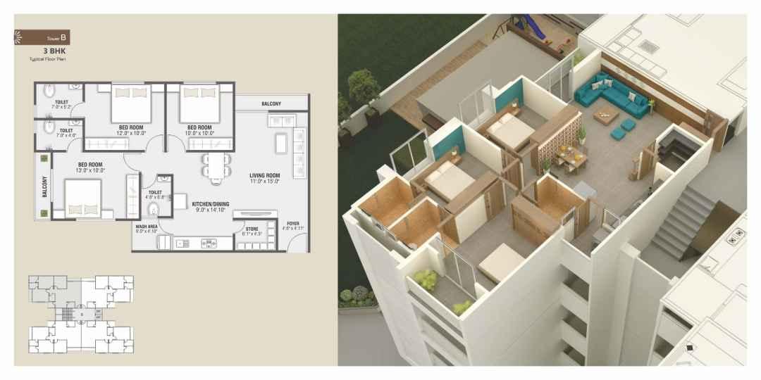 Sun Antilia Floor Plan B of real estate project Sun Antilia located at Harni, Vadodara, Gujarat