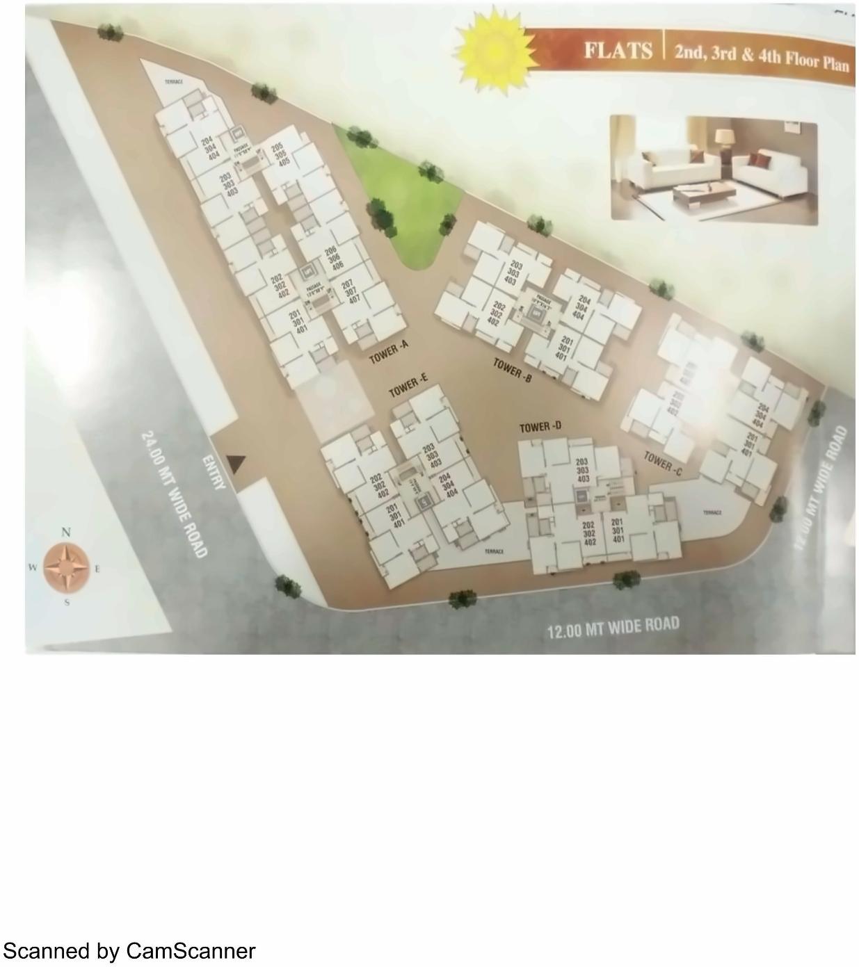 Layout of real estate project Sun Crest located at Tandalaja, Vadodara, Gujarat