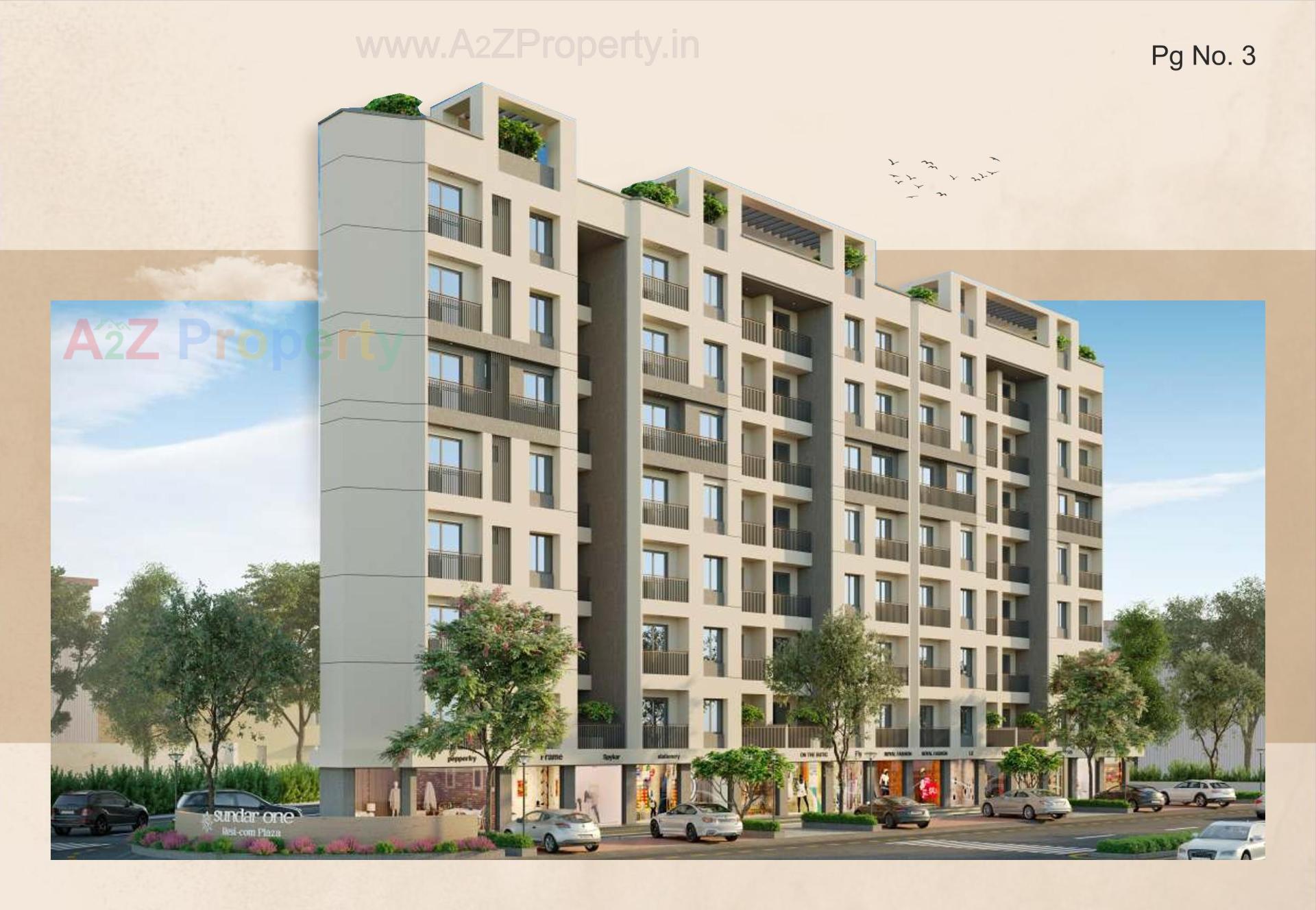 3D Elevation of real estate project Sunder One Resi Cum Plaza located at Makarpura, Vadodara, Gujarat