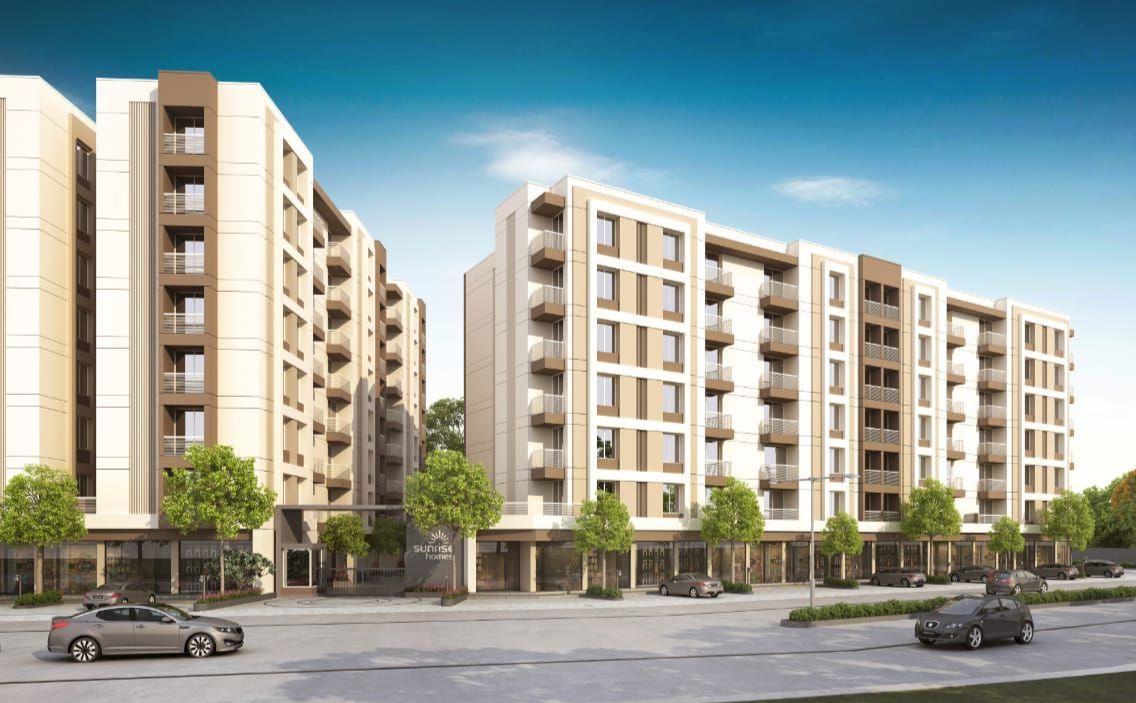 Build Front View of real estate project Sunrise Homes located at Ankhol, Vadodara, Gujarat