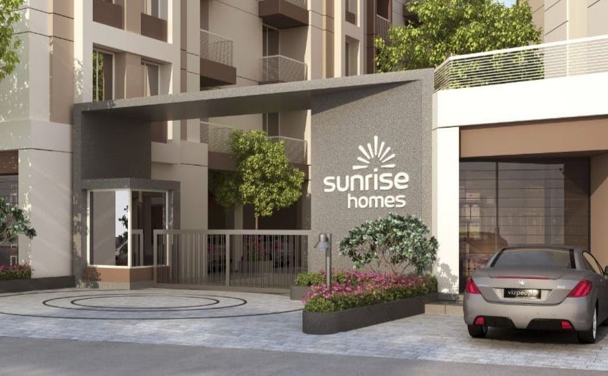 Gate of real estate project Sunrise Homes located at Ankhol, Vadodara, Gujarat