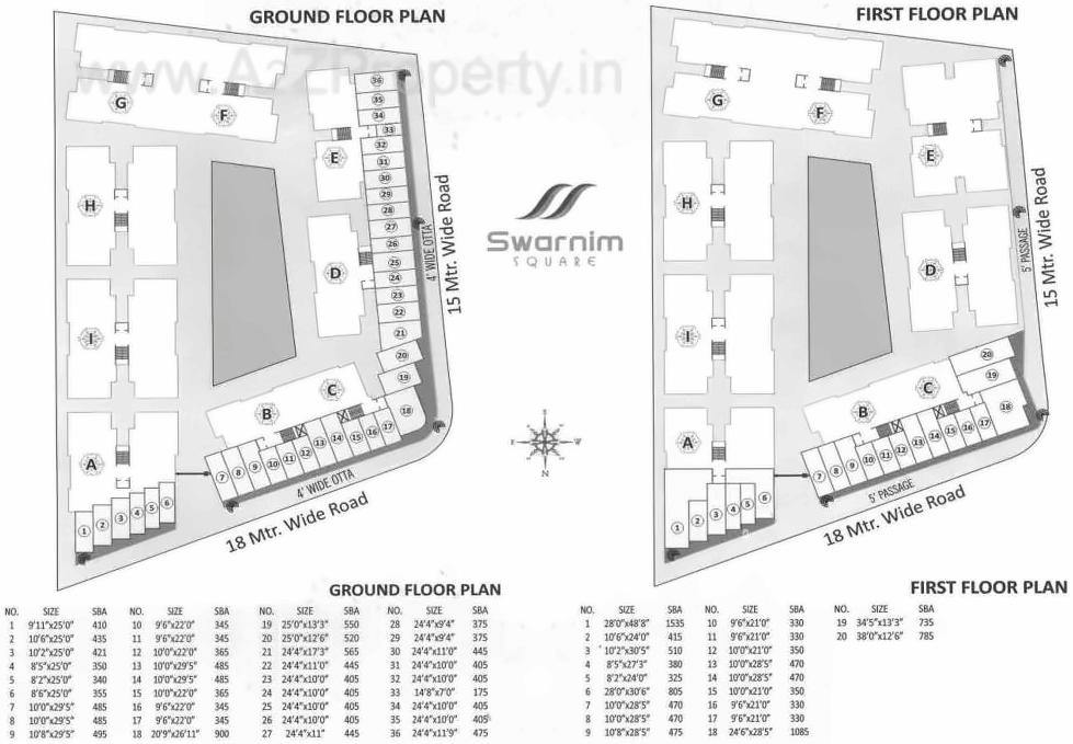 Layout of real estate project Swarnim Square located at Bhayli, Vadodara, Gujarat