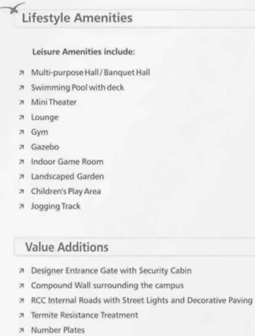 Amenities of Taksh Aura