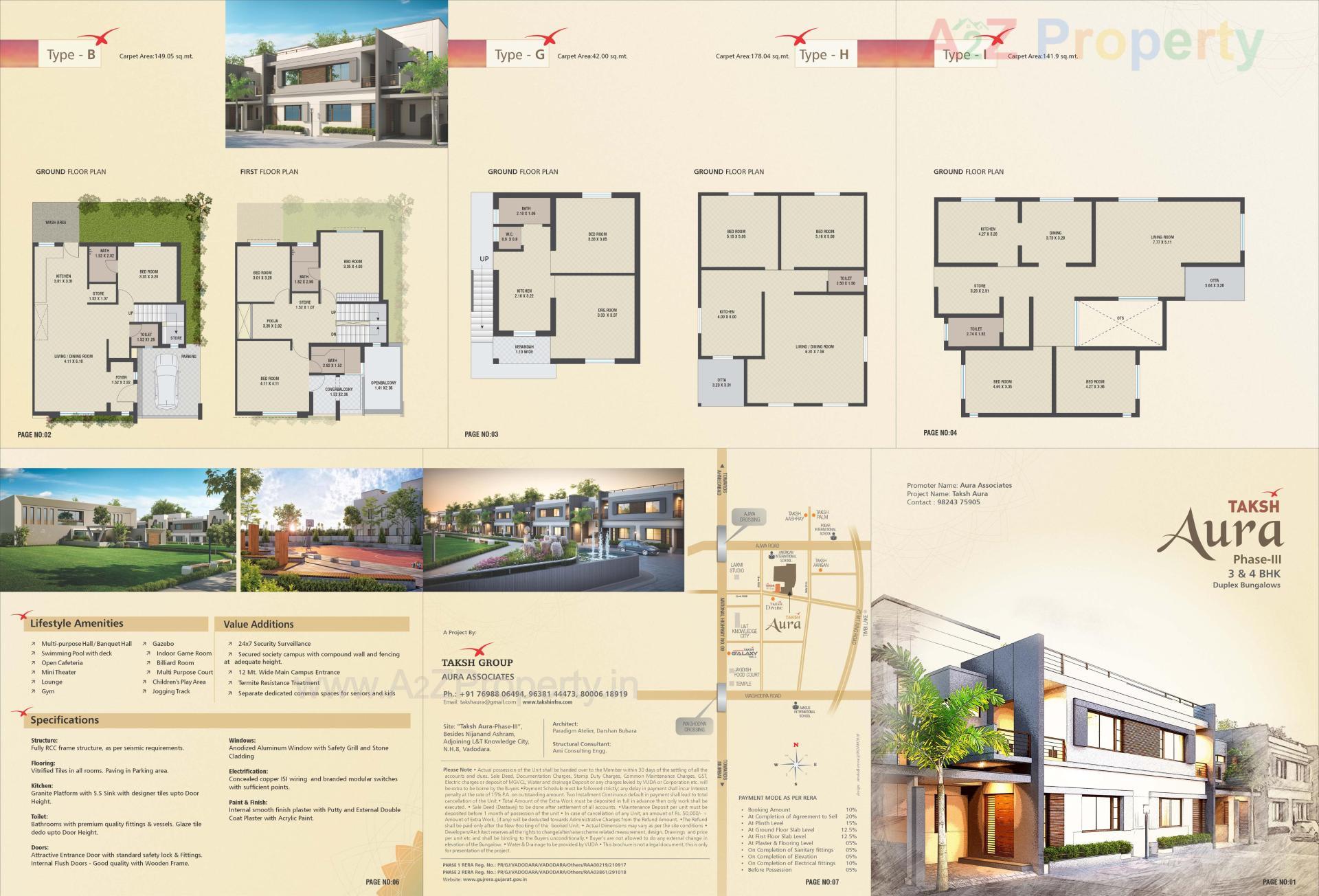Layout of real estate project Taksh Aura located at Hanumanpura, Vadodara, Gujarat