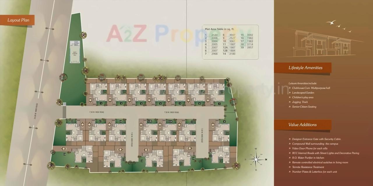 Layout of real estate project Taksh Villa located at Ankhol, Vadodara, Gujarat