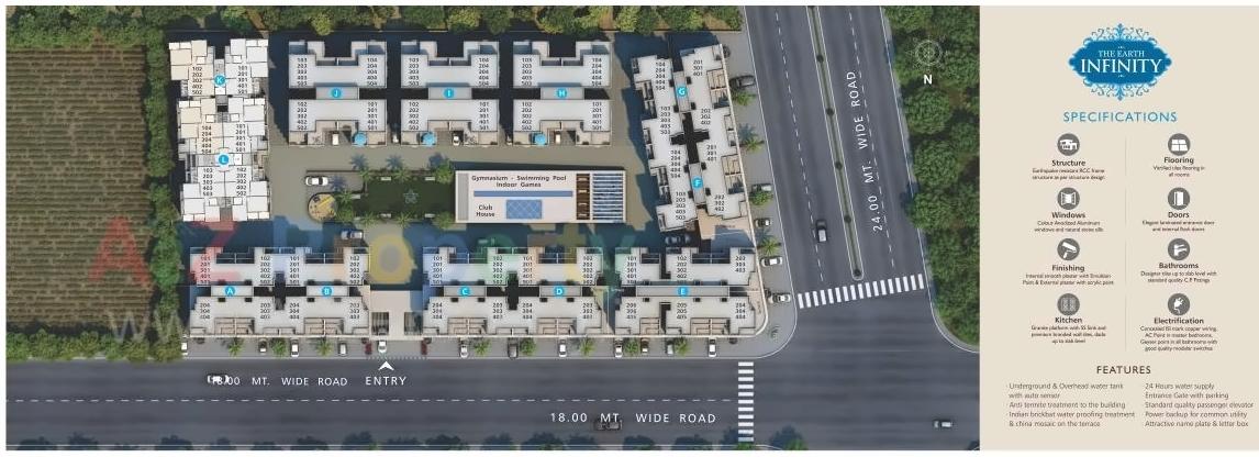 Layout of real estate project The Earth Infinity located at Bhayli, Vadodara, Gujarat