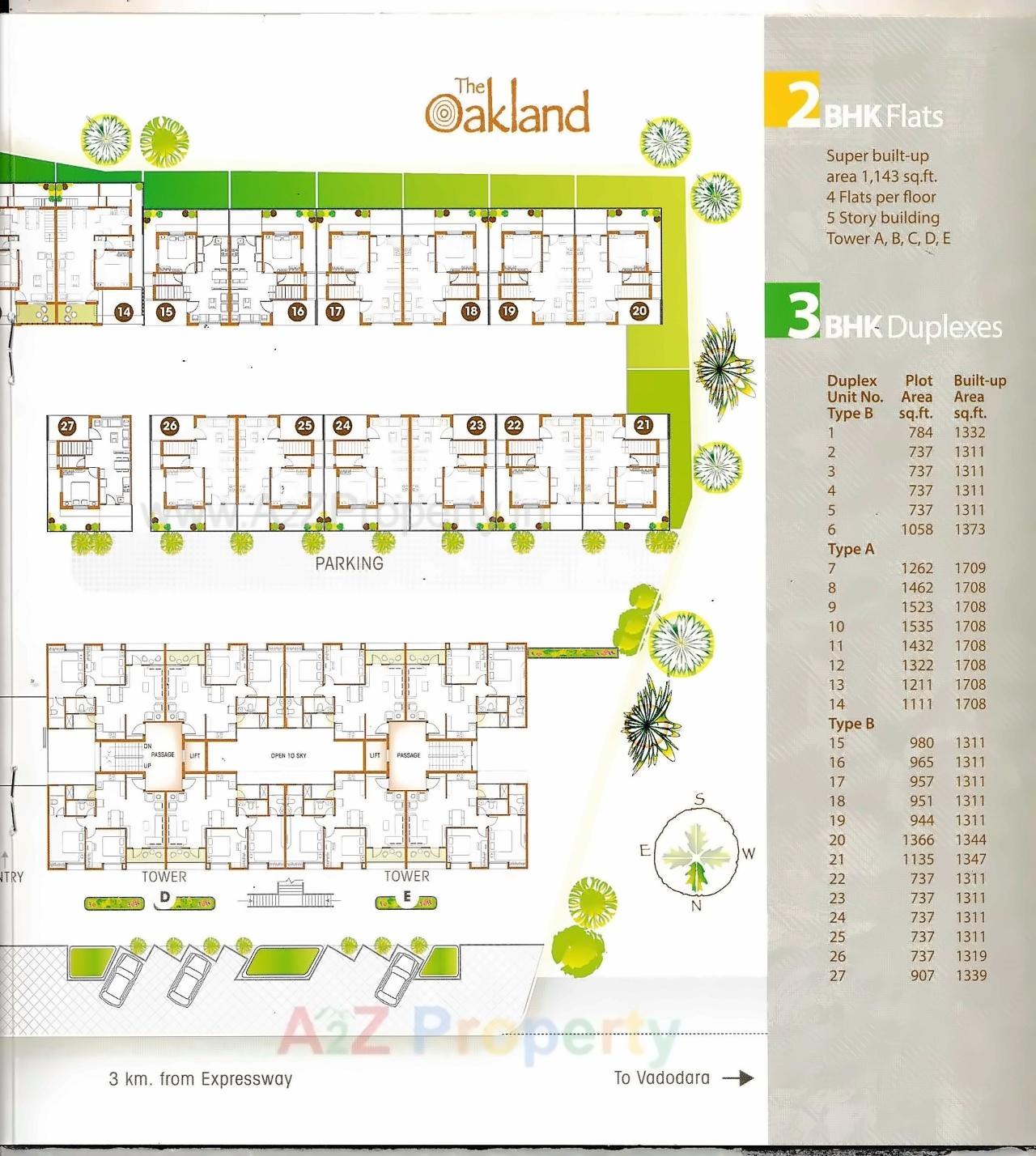 Layout of real estate project The Oakland located at Amodar, Vadodara, Gujarat
