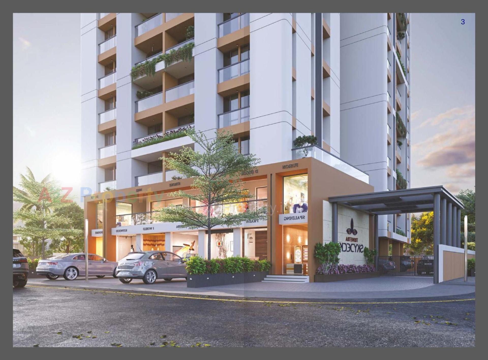 3D Elevation of real estate project Trinetra Skydeck located at Vadodara, Vadodara, Gujarat