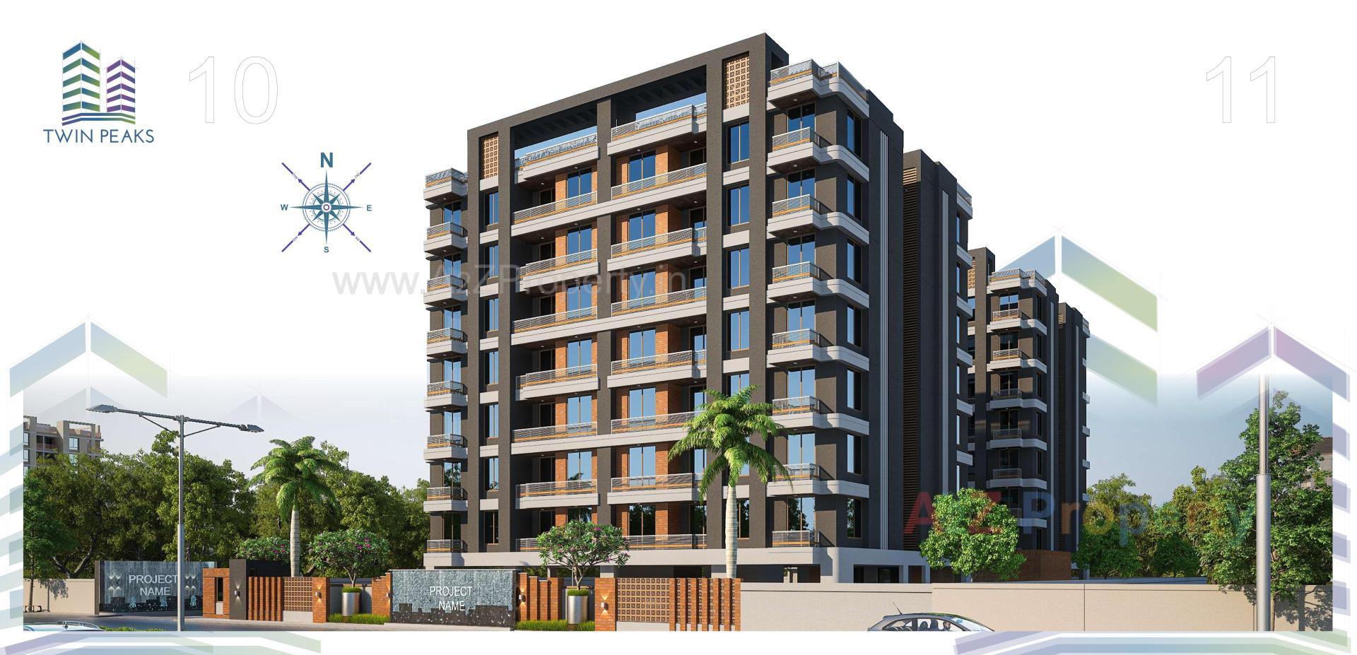 3D Elevation of real estate project Twin Peaks located at Sama, Vadodara, Gujarat