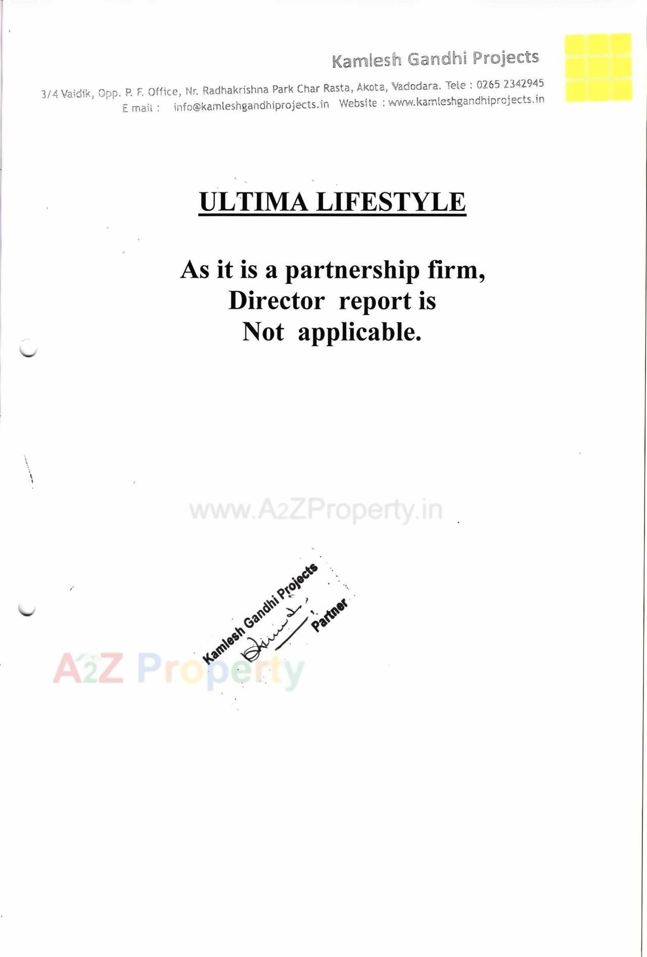  of real estate project Ultima Life Style located at Bapod, Vadodara, Gujarat