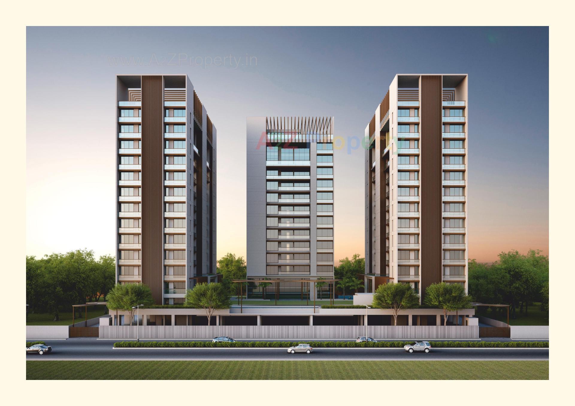 3D Elevation of real estate project Uma Residences located at Bhayli, Vadodara, Gujarat