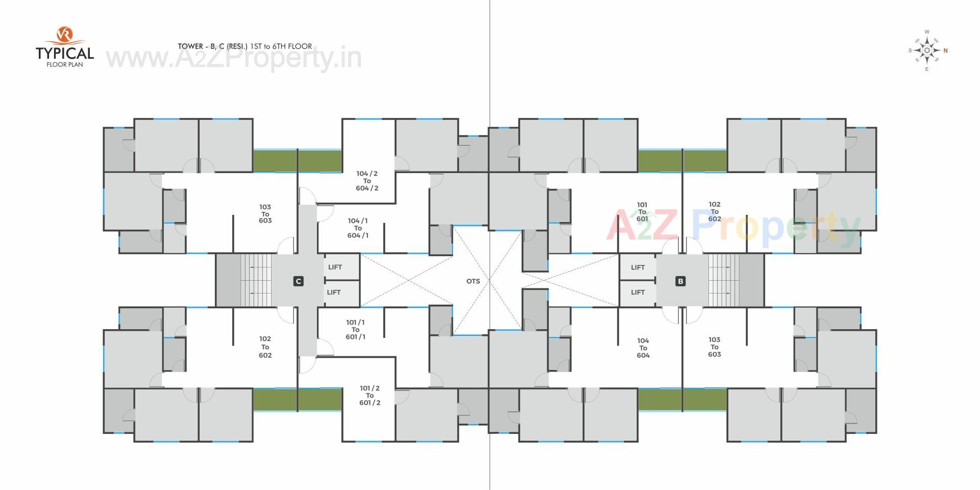 Layout of real estate project V R Landmark located at Bapod, Vadodara, Gujarat