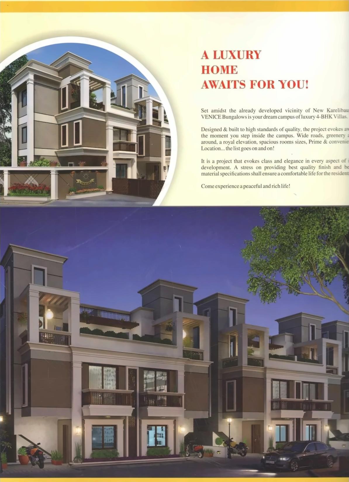 3D Elevation of real estate project Venice Bunglows located at Sayajipura, Vadodara, Gujarat