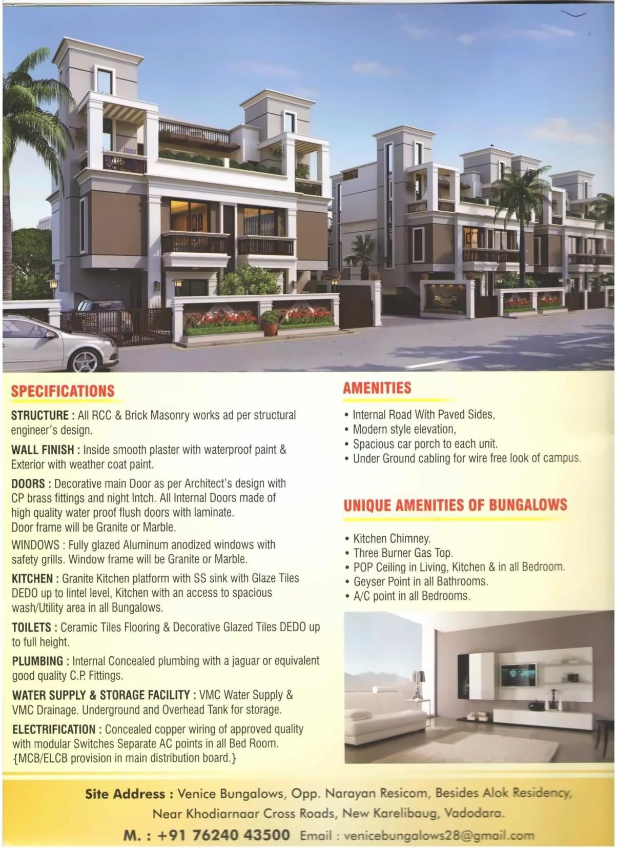  of real estate project Venice Bunglows located at Sayajipura, Vadodara, Gujarat