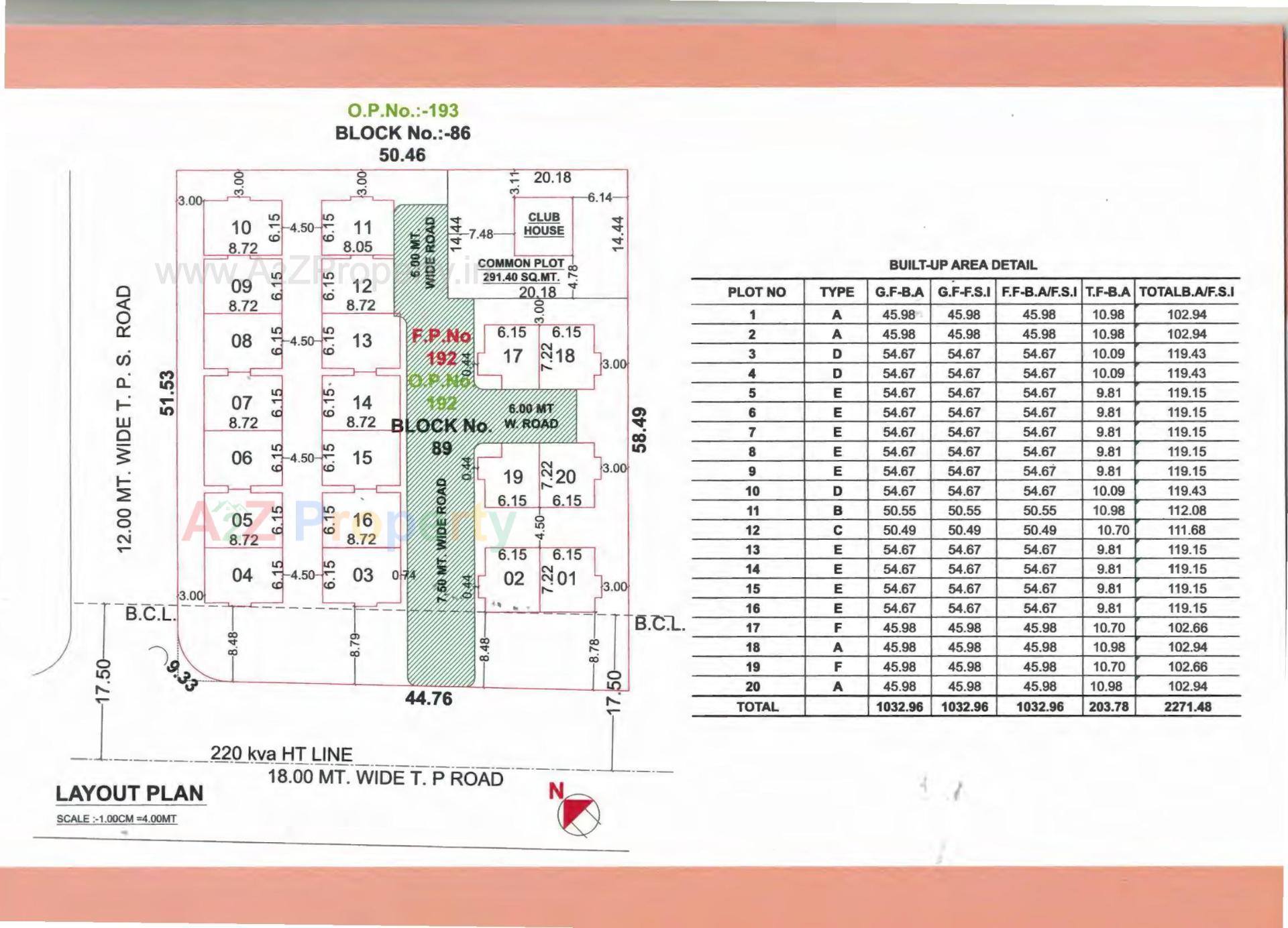 Layout of real estate project Vinayak Villa located at Kapurai, Vadodara, Gujarat
