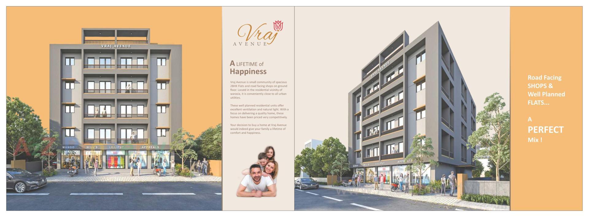 3D Elevation of real estate project Vraj Avenue located at Kasba, Vadodara, Gujarat