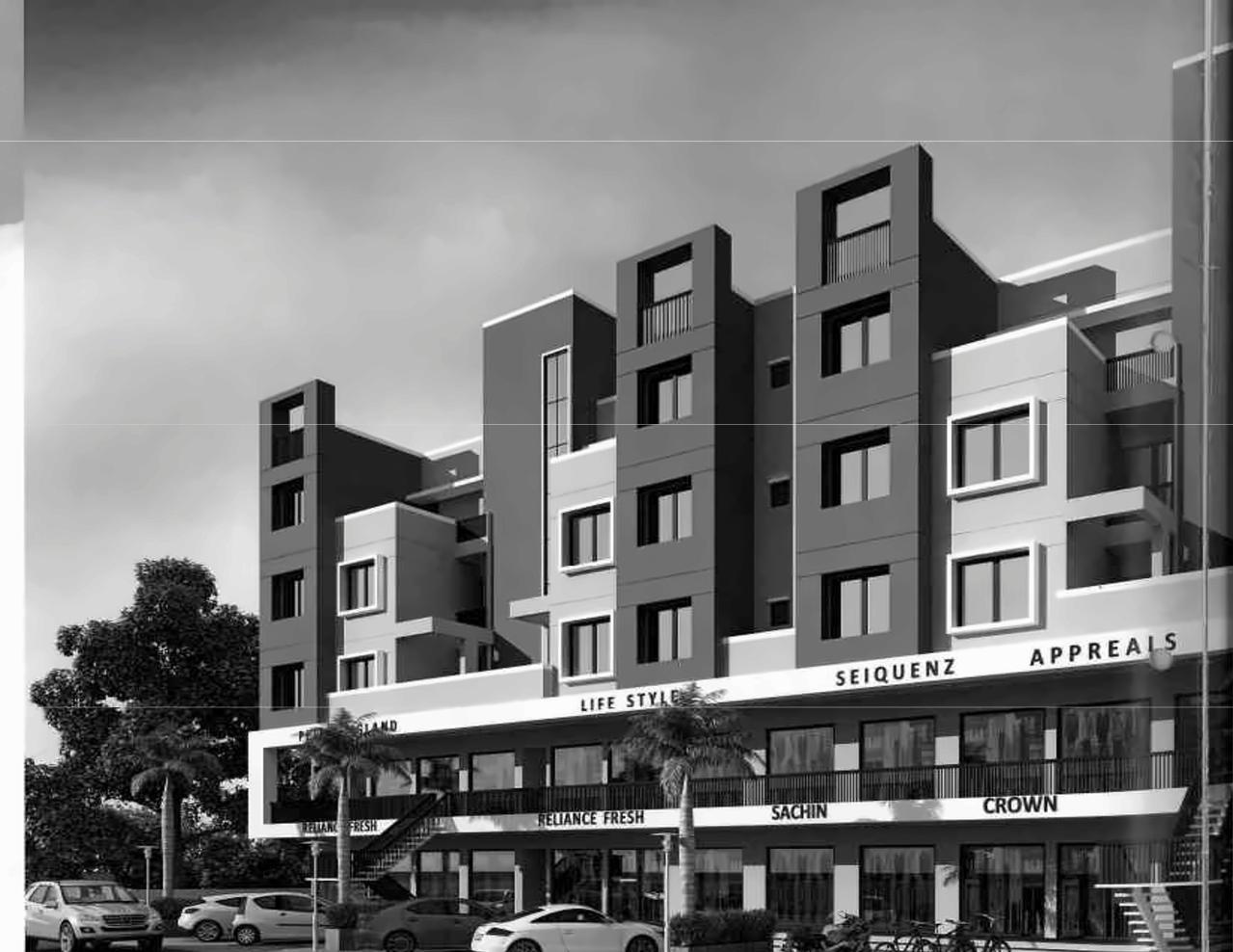 3D Elevation of real estate project Vraj Vihar located at Kasba, Vadodara, Gujarat