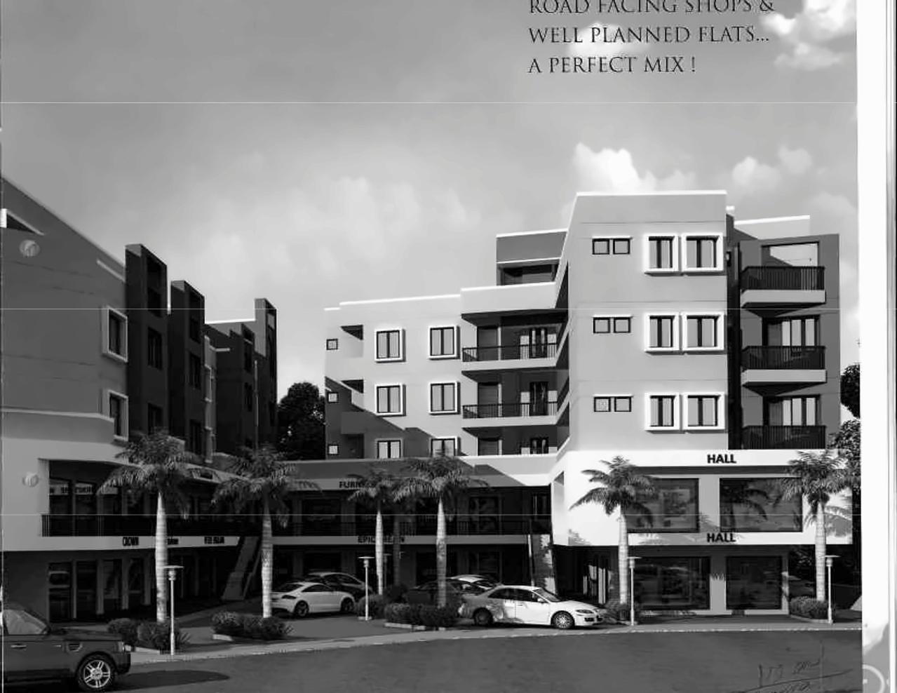 3D Elevation of real estate project Vraj Vihar located at Kasba, Vadodara, Gujarat