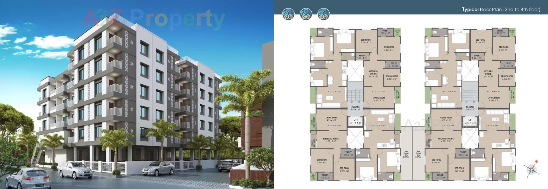 3D Elevation of real estate project Vraj Villa Tower located at Sayajipura, Vadodara, Gujarat