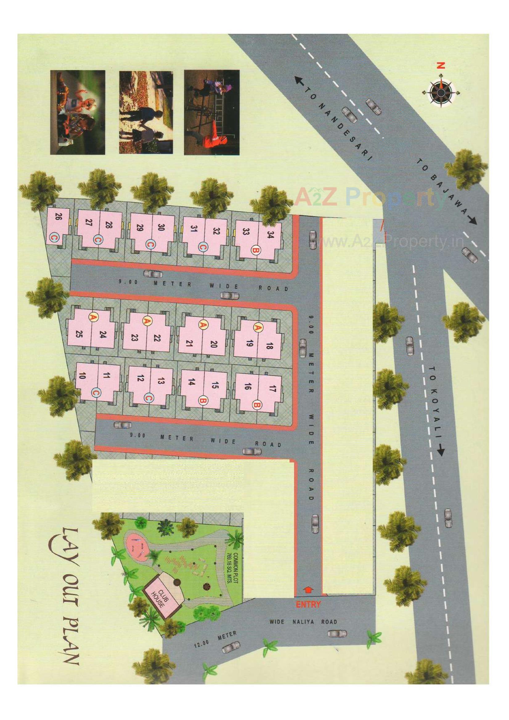 Layout of real estate project Vrajbhumi Bunglows located at Koyali, Vadodara, Gujarat