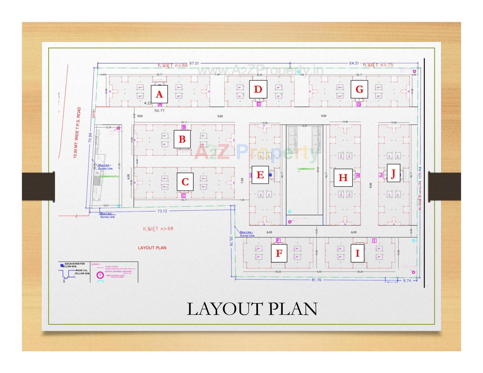 Layout of real estate project Vuda Pmay Bill Tp1fp located at Bill, Vadodara, Gujarat