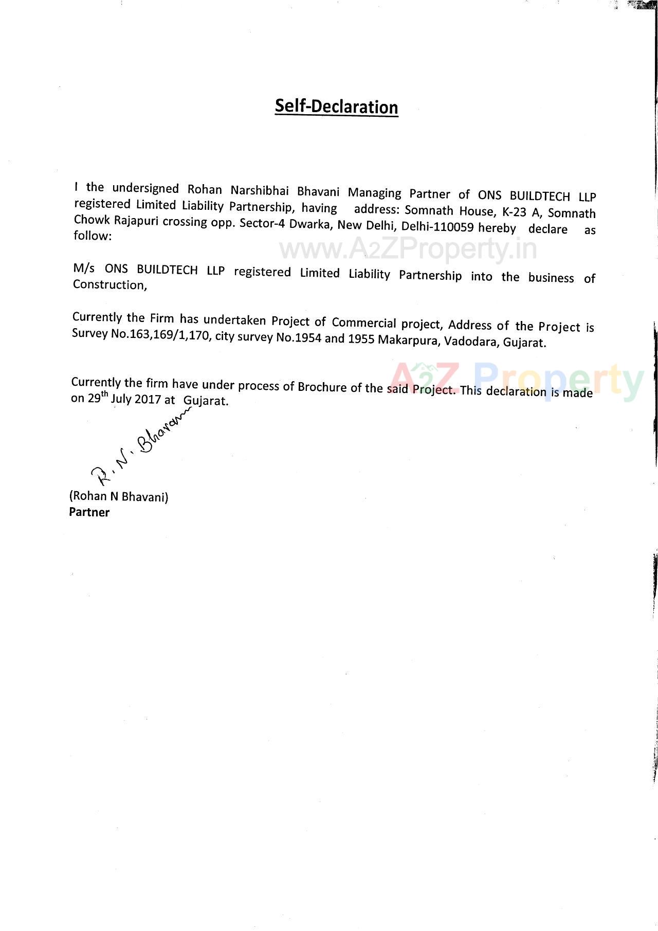  of real estate project Wings (tower A) located at Makarpura, Vadodara, Gujarat