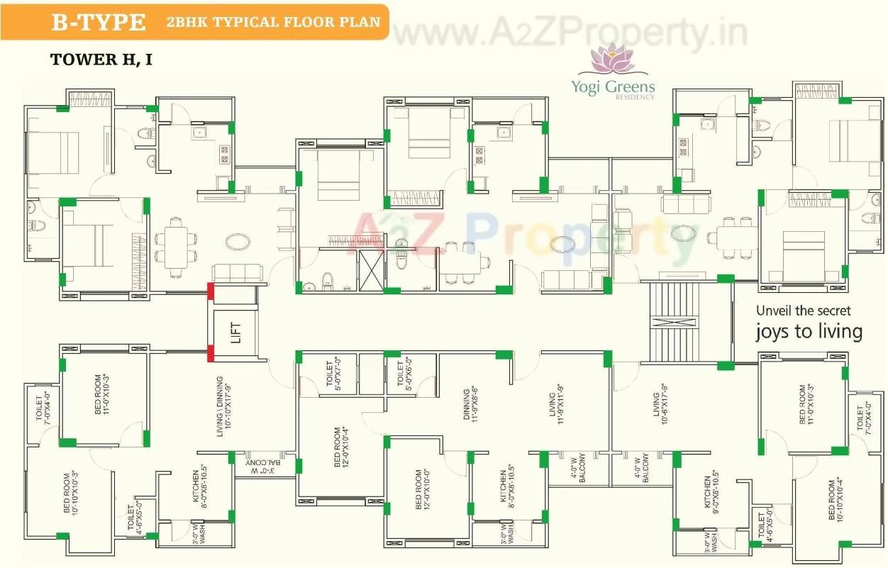 Layout of real estate project Yogi Greens Residency   (tower A, H I) located at Channi, Vadodara, Gujarat