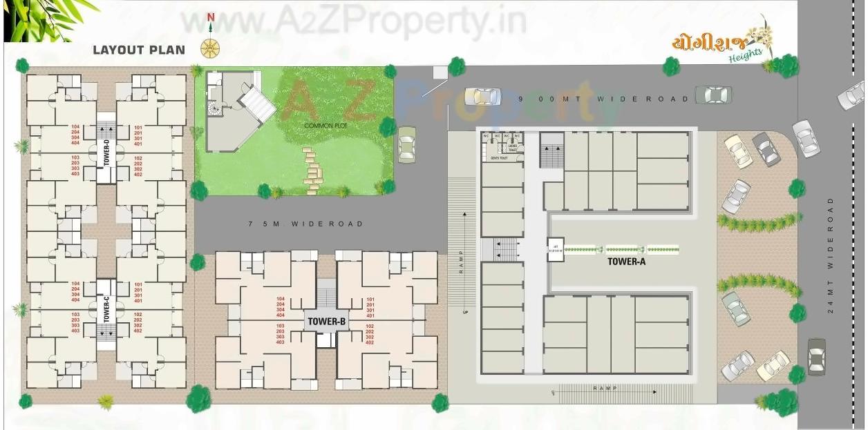 Layout of real estate project Yogiraj Hub   Heights located at Sayajipura, Vadodara, Gujarat
