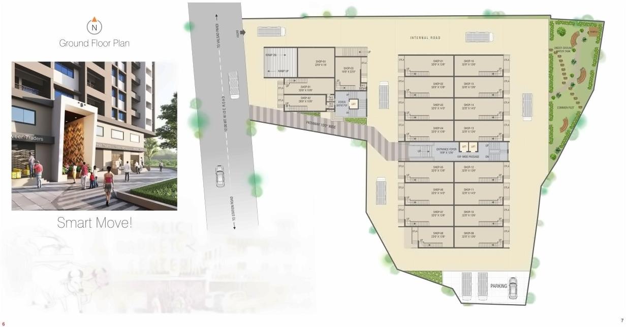 Layout of real estate project Aum Heights located at Chhipwad, Valsad, Gujarat