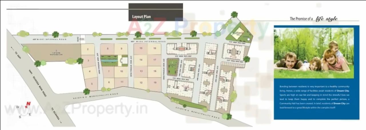 Layout of real estate project Dream City Heights located at Dungra, Valsad, Gujarat