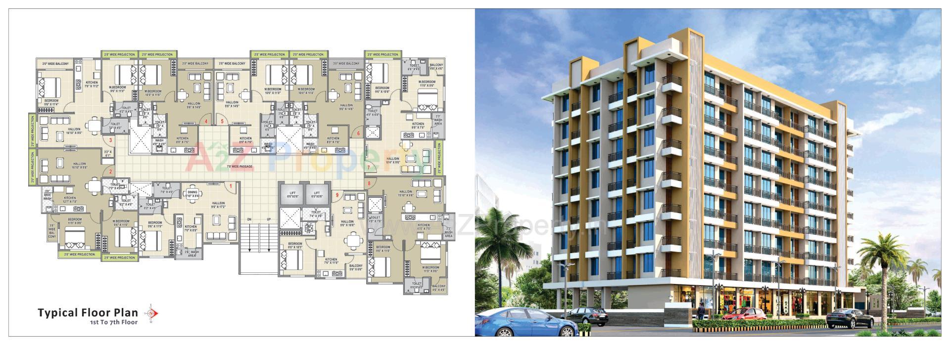 3D Elevation of real estate project Florence Residency located at Dungra, Valsad, Gujarat