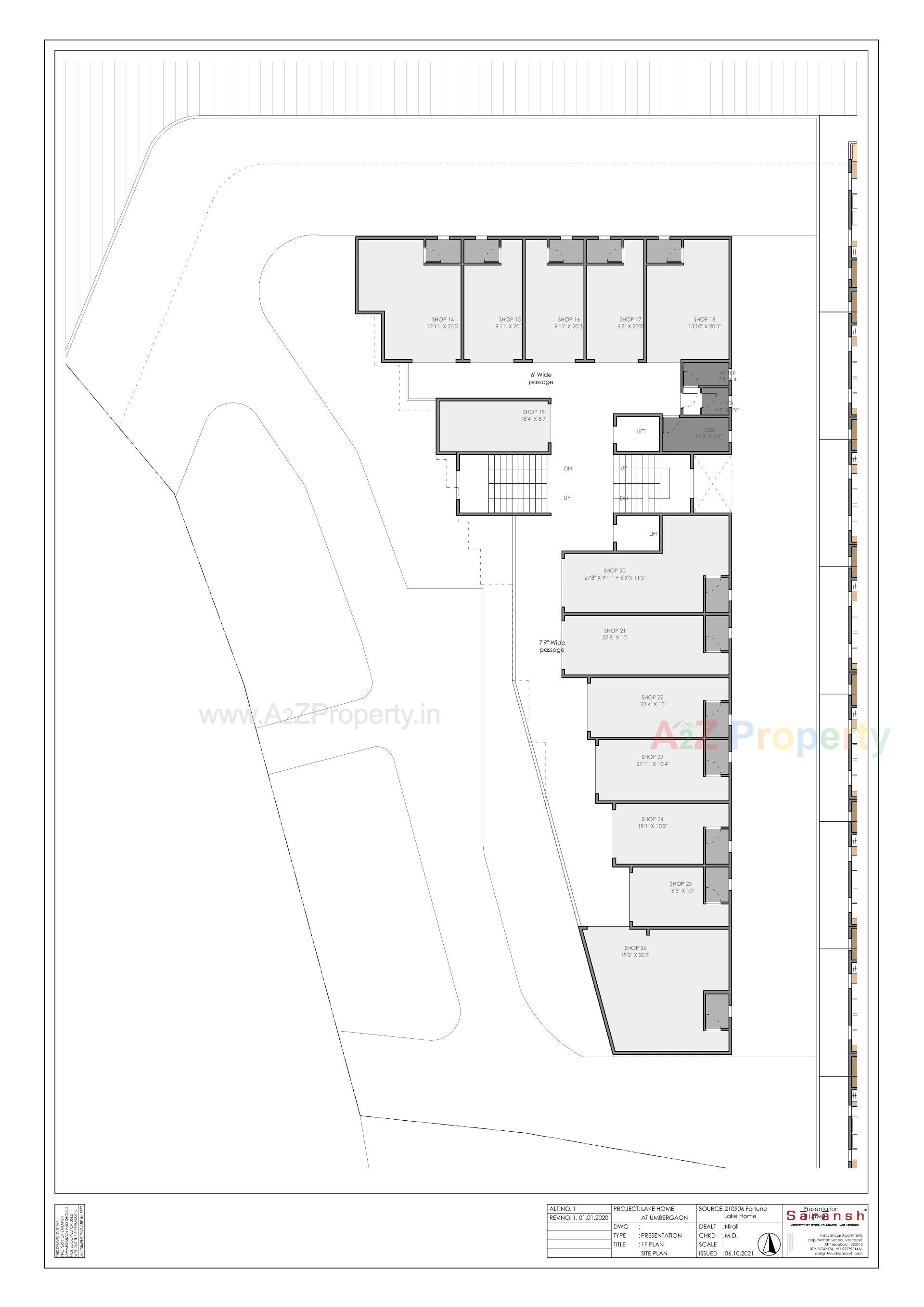 Layout of real estate project Fortune Lake Homes located at Umargam, Valsad, Gujarat