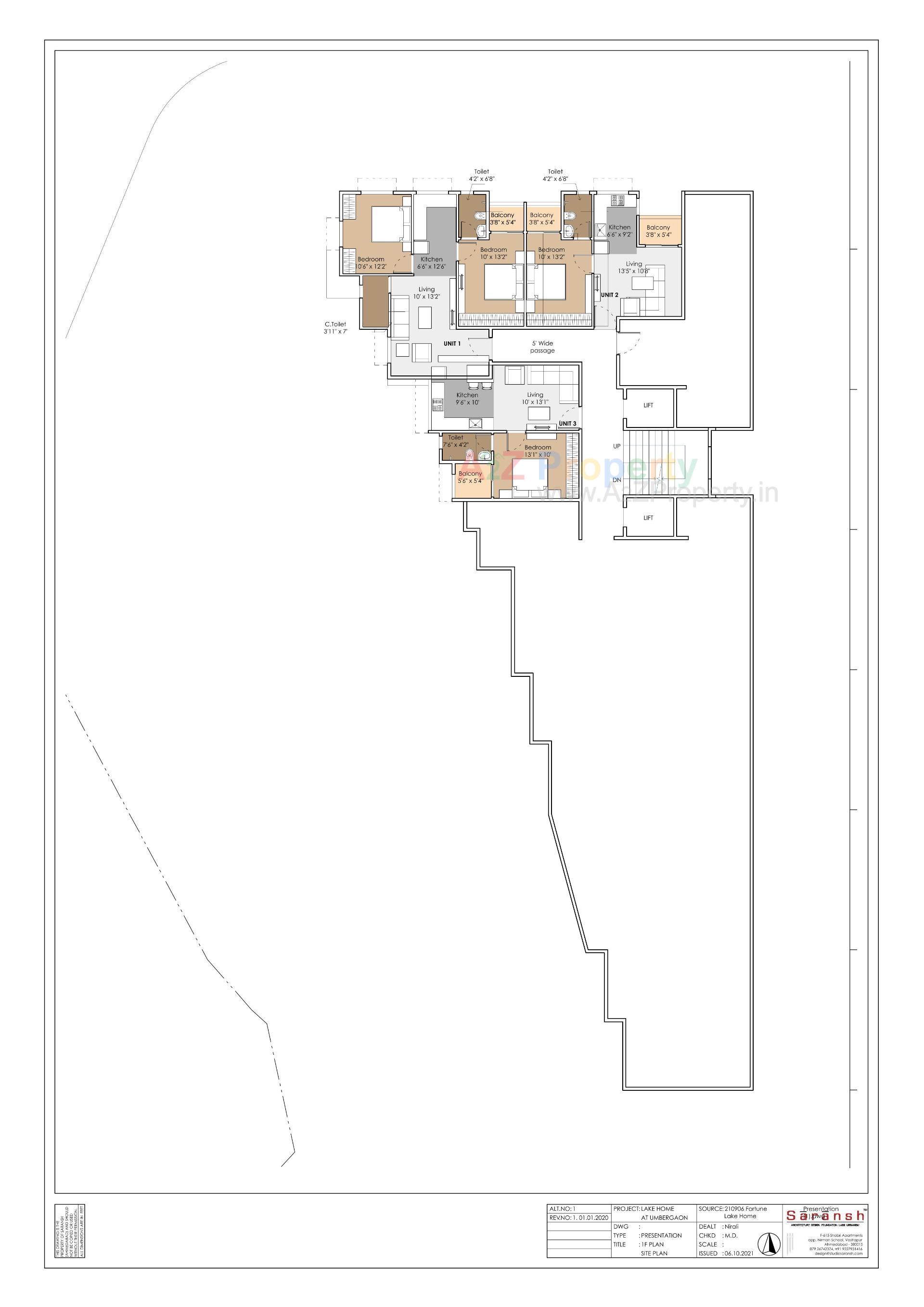 Layout of real estate project Fortune Lake Homes located at Umargam, Valsad, Gujarat