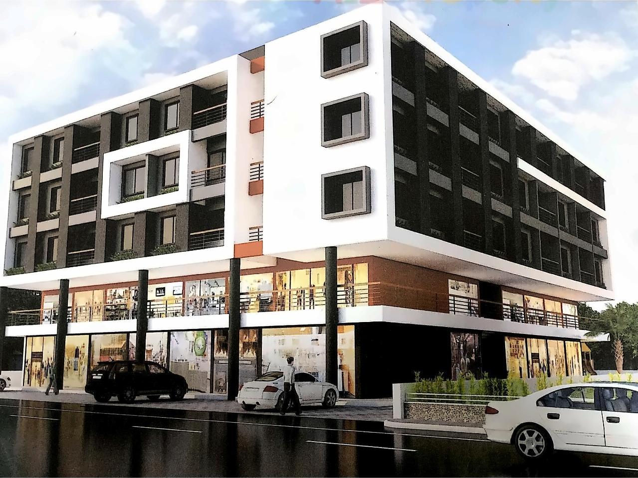 3D Elevation of real estate project Jay Ambe Residency located at Mograwadi, Valsad, Gujarat