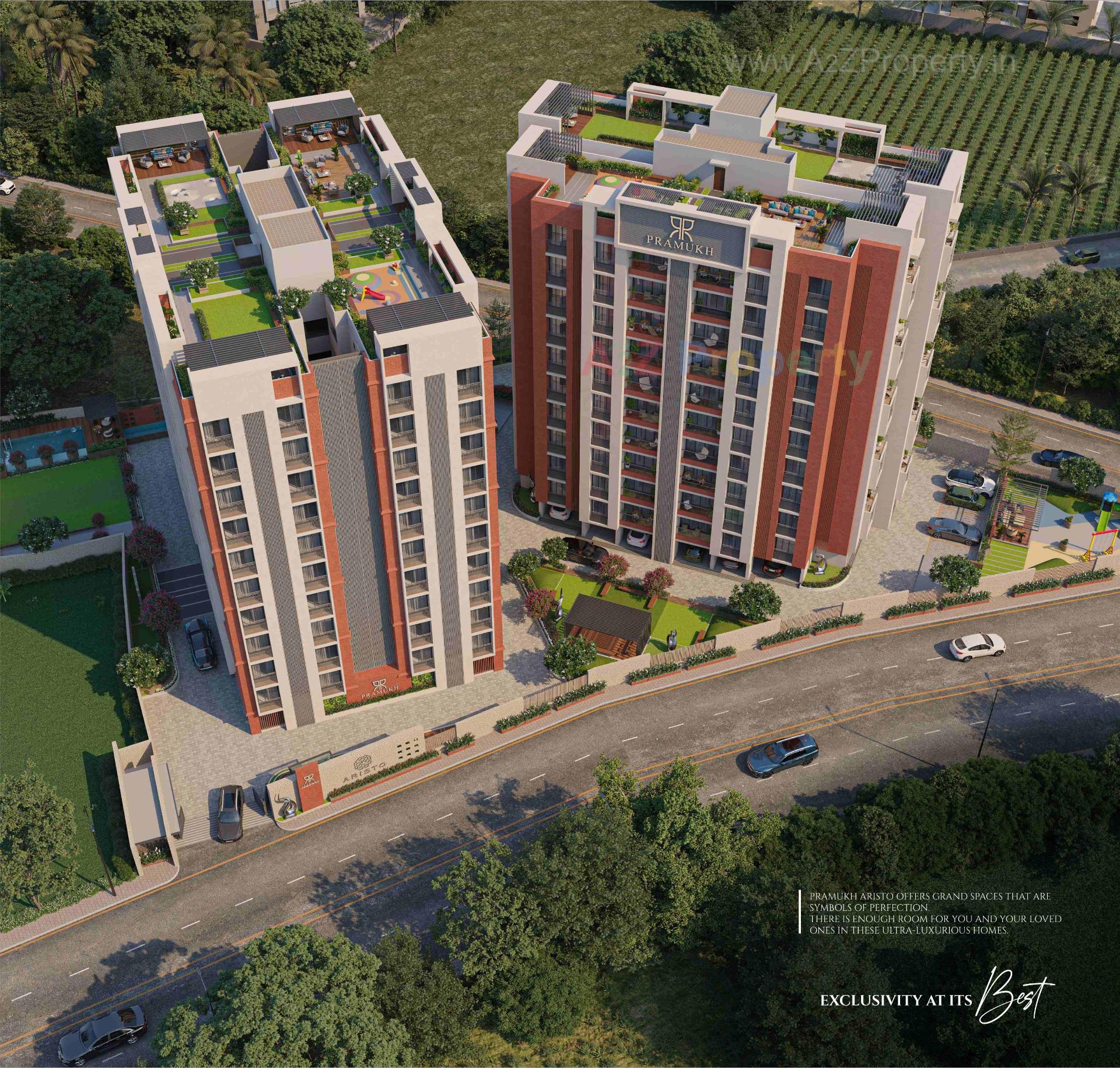 3D Elevation of real estate project Pramukh Aristo located at Chala, Valsad, Gujarat