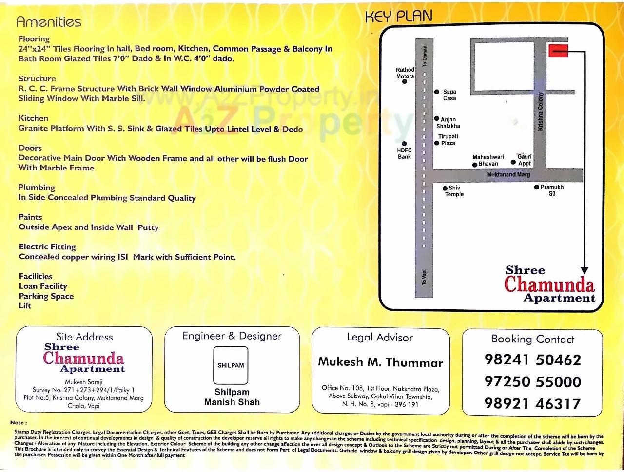Layout of real estate project Shree Chamunda Apartment located at Chala, Valsad, Gujarat
