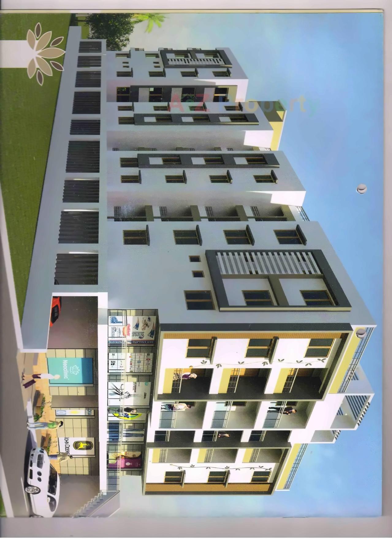3D Elevation of real estate project Shree Krishna Apartment located at Pardi, Valsad, Gujarat
