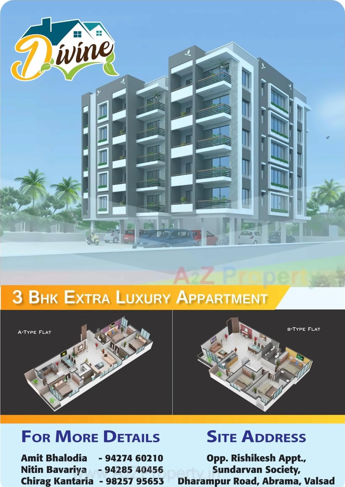 3D Elevation of real estate project Shyamal Divine located at Abrama, Valsad, Gujarat