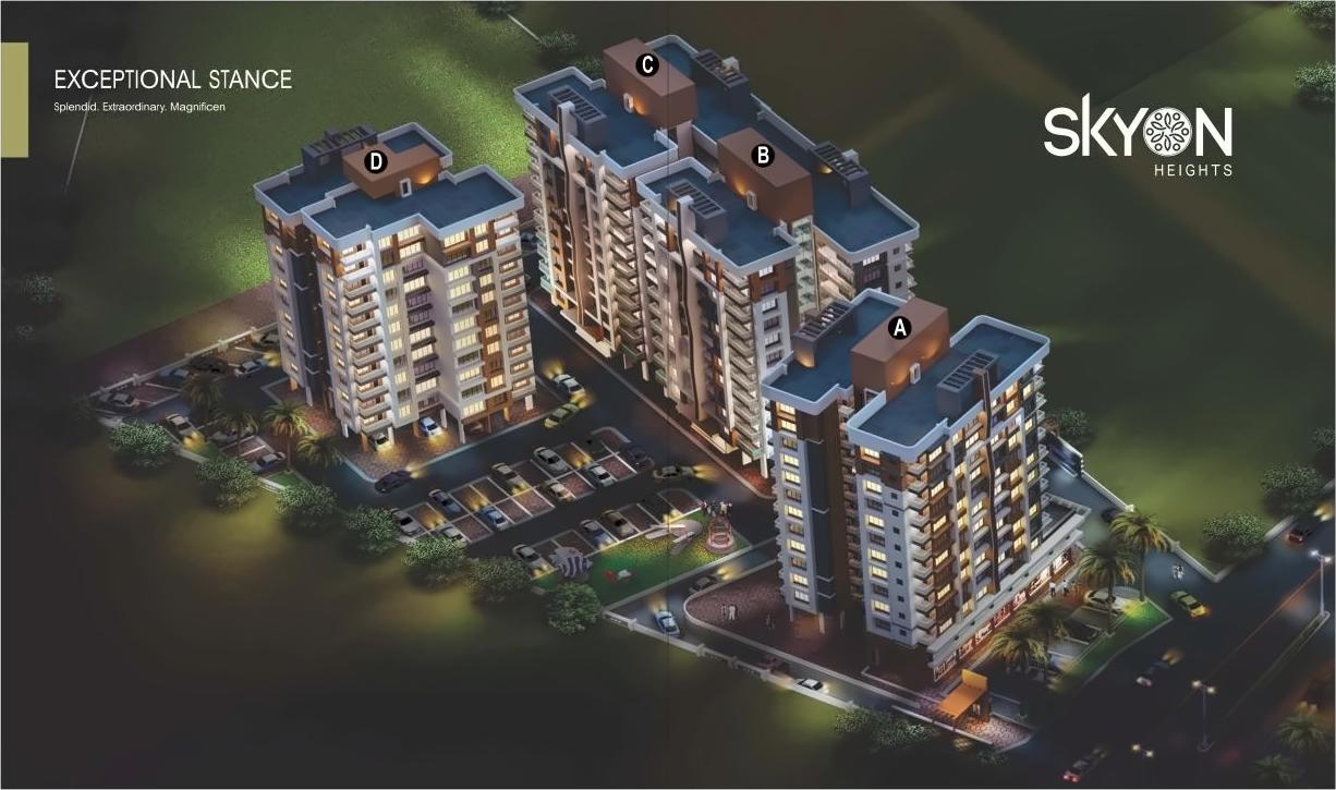 3D Elevation of real estate project Skyon Heights located at Dungra, Valsad, Gujarat