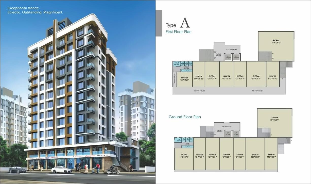 3D Elevation of real estate project Skyon Heights located at Dungra, Valsad, Gujarat